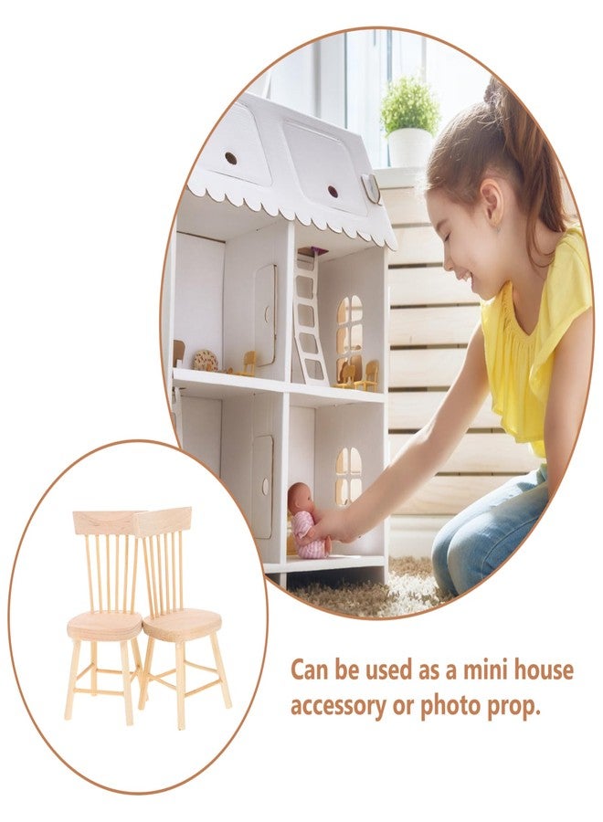 SHINEOFI 2Pcs Miniature Dollhouse Chairs - 1:12 Scale Wooden DIY Model Furniture for Dollhouse Decor, Tiny Chair Toys, Crafts, Mini Home Accessories, DIY Room Displays - Image 4